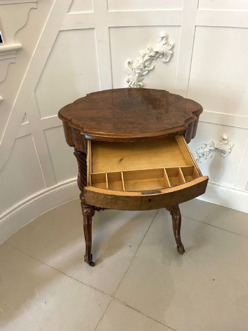 ANTIQUE VICTORIAN BURR WALNUT WORK LAMP TABLE - ADDITIONAL PHOTO 1