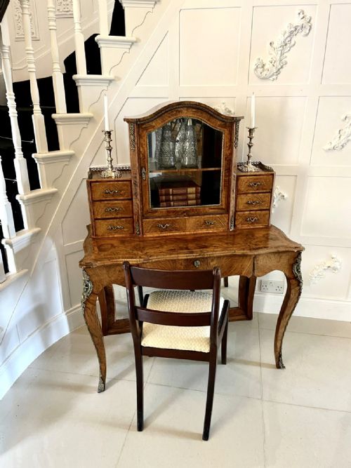 fig 1. Outstanding Quality Antique Victorian Burr Walnut Bonheur De Jour Writing Desk