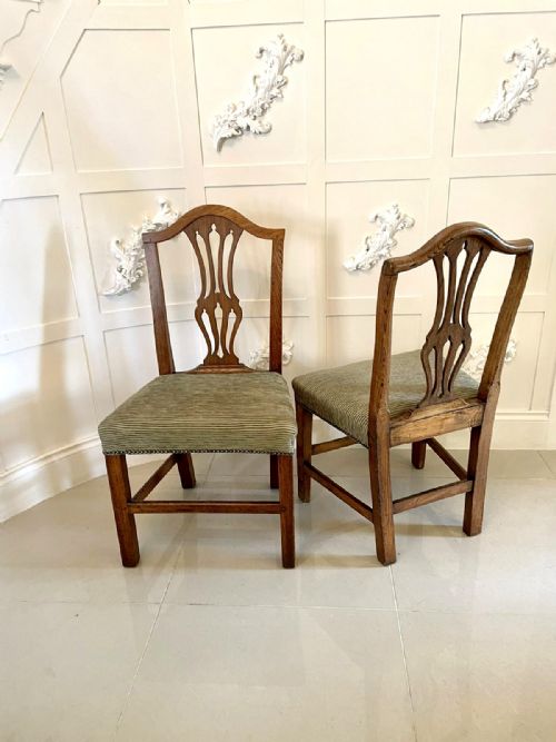 ANTIQUE 18TH CENTURY SET OF EIGHT GEORGE III HEPPLEWHITE OAK DINING CHAIRS - ADDITIONAL PHOTO 7