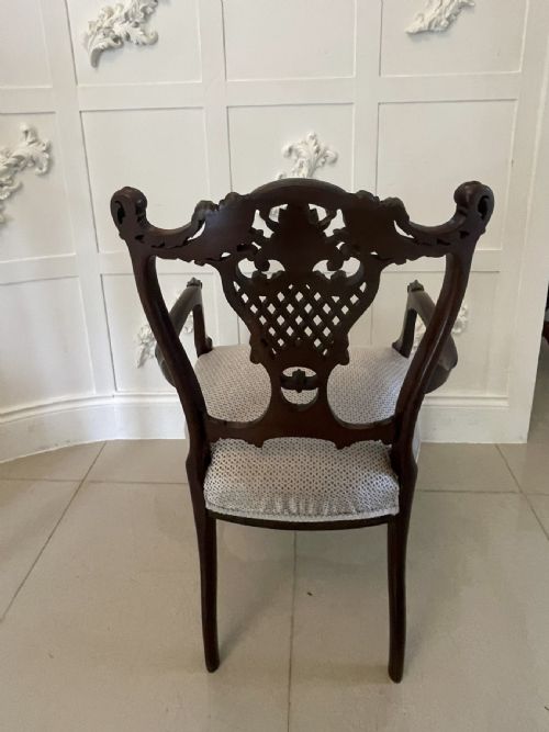 QUALITY ANTIQUE VICTORIAN MAHOGANY CARVED ELBOW CHAIR - ADDITIONAL PHOTO 1
