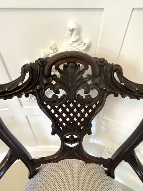 QUALITY ANTIQUE VICTORIAN MAHOGANY CARVED ELBOW CHAIR - ADDITIONAL PHOTO 3