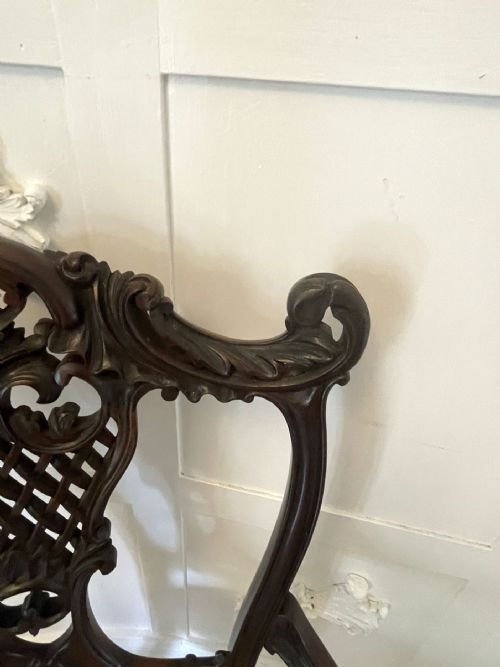 QUALITY ANTIQUE VICTORIAN MAHOGANY CARVED ELBOW CHAIR - ADDITIONAL PHOTO 5