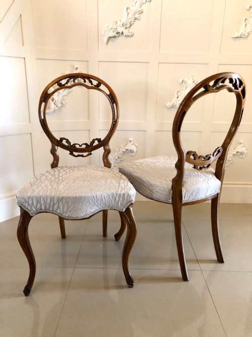 FINE QUALITY SET OF 6 VICTORIAN ANTIQUE WALNUT DINING CHAIRS - ADDITIONAL PHOTO 4