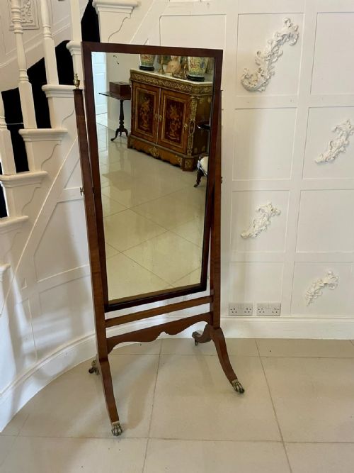 Antique Edwardian Quality Mahogany Free Standing Cheval Mirror