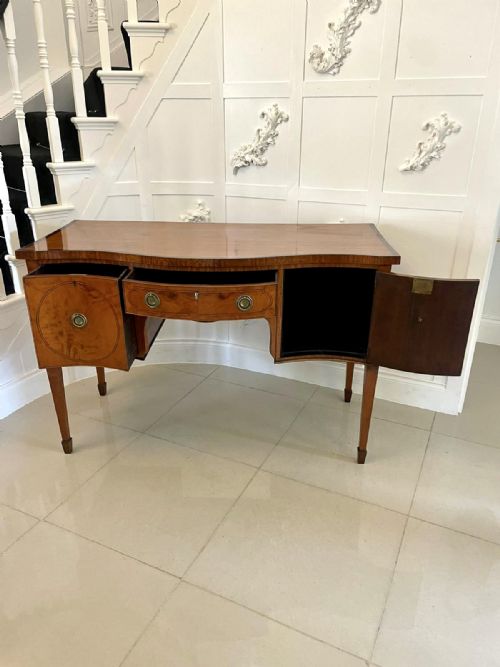 FINE QUALITY ANTIQUE VICTORIAN SATINWOOD SERPENTINE SHAPED SIDEBOARD - ADDITIONAL PHOTO 1
