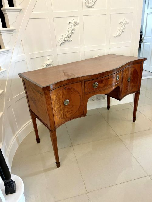 FINE QUALITY ANTIQUE VICTORIAN SATINWOOD SERPENTINE SHAPED SIDEBOARD - ADDITIONAL PHOTO 3