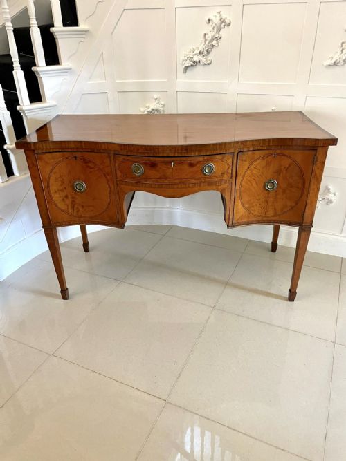 FINE QUALITY ANTIQUE VICTORIAN SATINWOOD SERPENTINE SHAPED SIDEBOARD - ADDITIONAL PHOTO 5