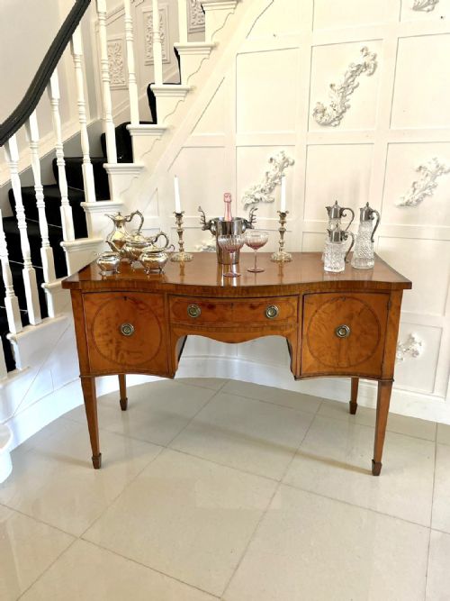 FINE QUALITY ANTIQUE VICTORIAN SATINWOOD SERPENTINE SHAPED SIDEBOARD - ADDITIONAL PHOTO 12