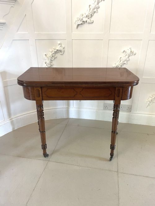 Antique George III Quality Figured Mahogany Inlaid Tea/console Table