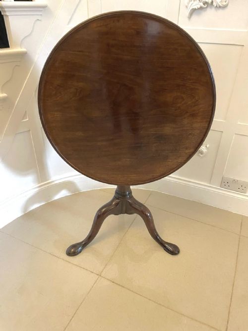 Antique George III 18th Century Quality Figured Mahogany Dish Top Tripod Table