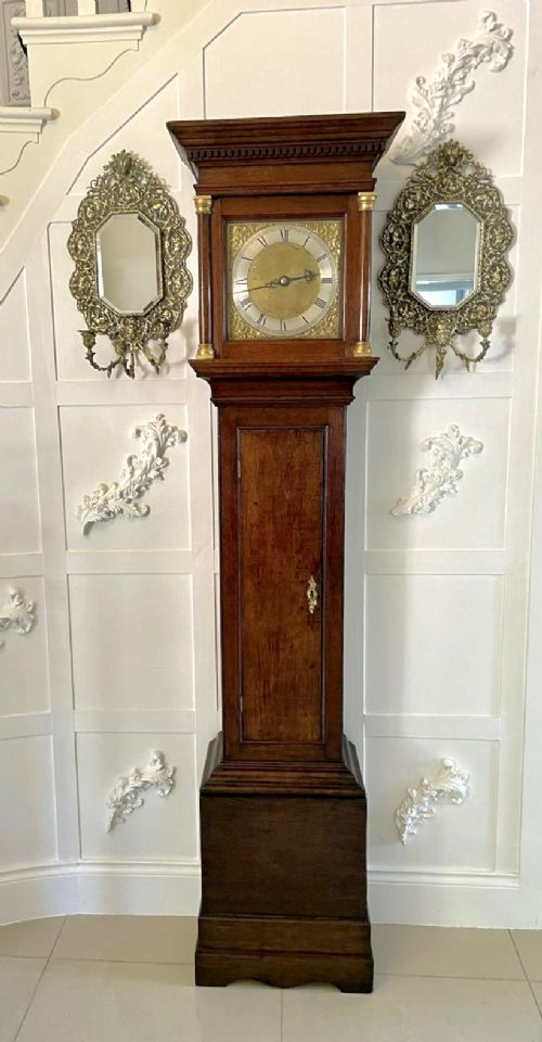 18th Century Quality Antique Oak Brass Face Longcase Clock by Benjamin Reeves, Lamberhurst 