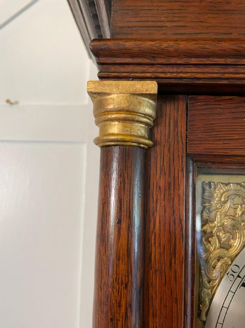 fig 1. 18th Century Quality Antique Oak Brass Face Longcase Clock by Benjamin Reeves, Lamberhurst 