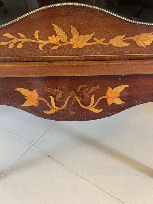 ANTIQUE VICTORIAN QUALITY MARQUETRY INLAID MAHOGANY DISPLAY CABINET - ADDITIONAL PHOTO 4