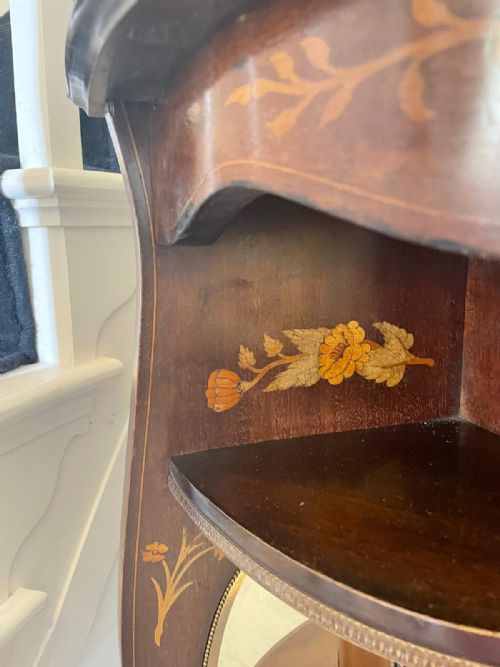 ANTIQUE VICTORIAN QUALITY MARQUETRY INLAID MAHOGANY DISPLAY CABINET - ADDITIONAL PHOTO 6