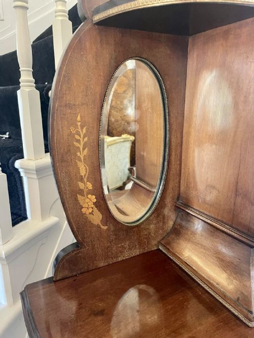 ANTIQUE VICTORIAN QUALITY MARQUETRY INLAID MAHOGANY DISPLAY CABINET - ADDITIONAL PHOTO 12