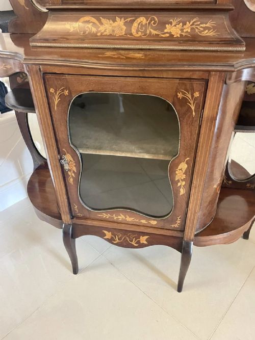 ANTIQUE VICTORIAN QUALITY MARQUETRY INLAID MAHOGANY DISPLAY CABINET - ADDITIONAL PHOTO 17