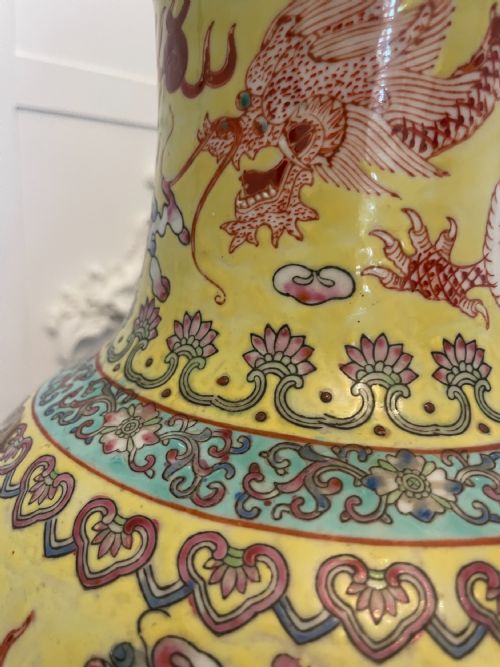 fig 1. Large Pair of Antique 19th Century Chinese Porcelain Vase Lamps 105 x 24 cm