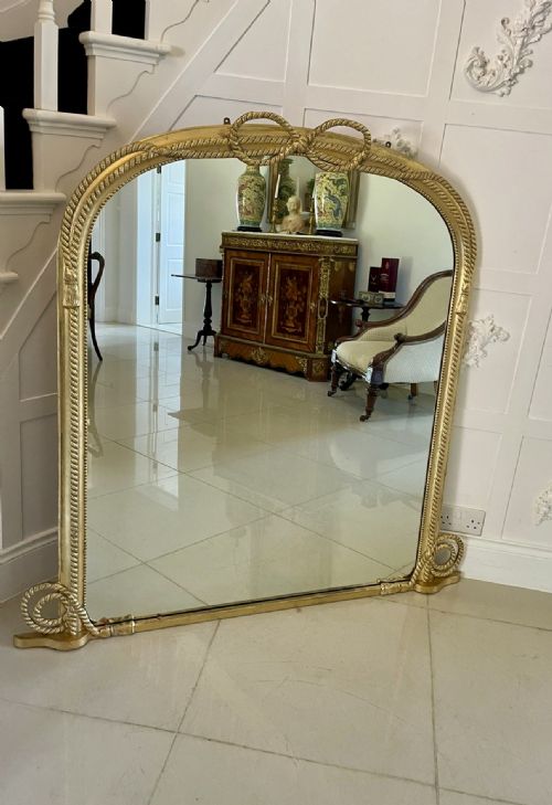 Large Antique Victorian Quality Gilded Overmantle Mirror