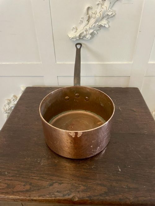 ANTIQUE 19TH CENTURY FRENCH SET OF FOUR COPPER PANS - ADDITIONAL PHOTO 1