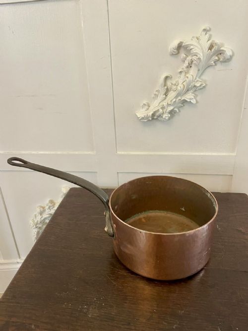 ANTIQUE 19TH CENTURY FRENCH SET OF FOUR COPPER PANS - ADDITIONAL PHOTO 2