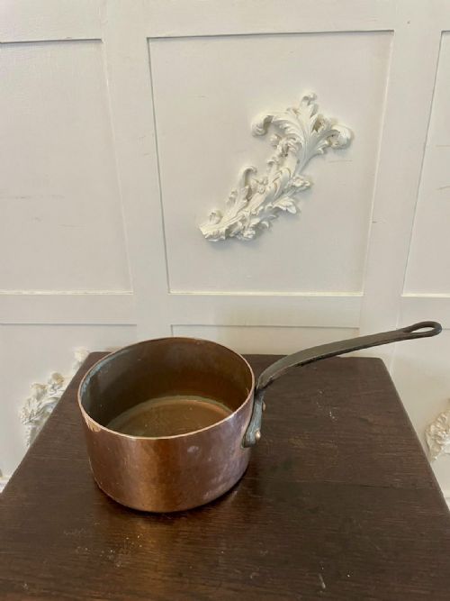 ANTIQUE 19TH CENTURY FRENCH SET OF FOUR COPPER PANS - ADDITIONAL PHOTO 3