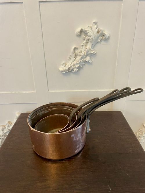 ANTIQUE 19TH CENTURY FRENCH SET OF FOUR COPPER PANS - ADDITIONAL PHOTO 7