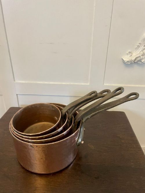 ANTIQUE GEORGE III SET OF FOUR COPPER PANS - ADDITIONAL PHOTO 5