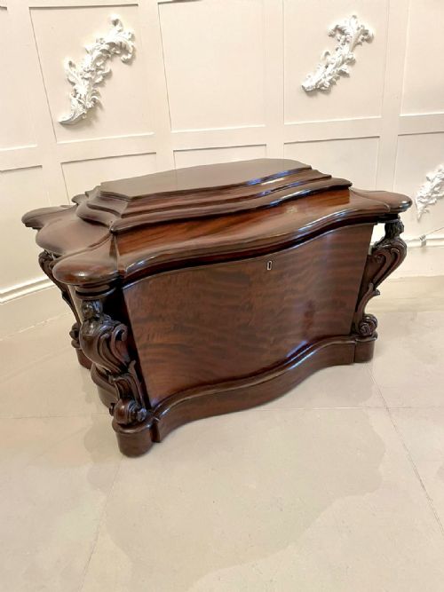 Outstanding Quality Antique William IV Mahogany Serpentine Shaped Wine Cooler/cellarette