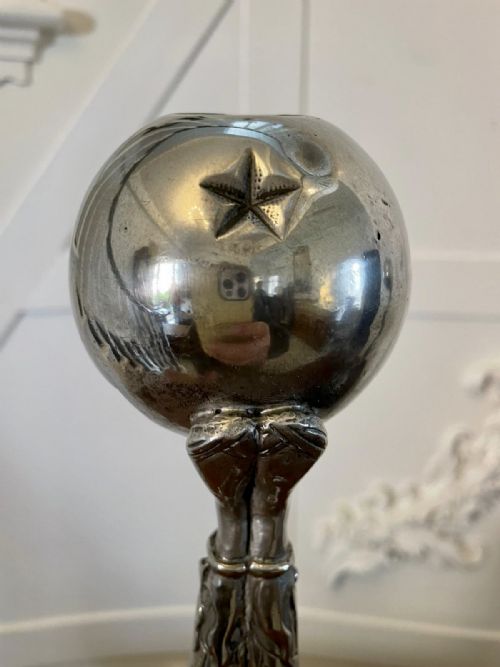 UNUSUAL PAIR OF ANTIQUE QUALITY ART DECO SILVER PLATED CANDLESTICKS - ADDITIONAL PHOTO 5