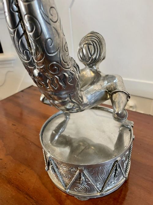 UNUSUAL PAIR OF ANTIQUE QUALITY ART DECO SILVER PLATED CANDLESTICKS - ADDITIONAL PHOTO 7