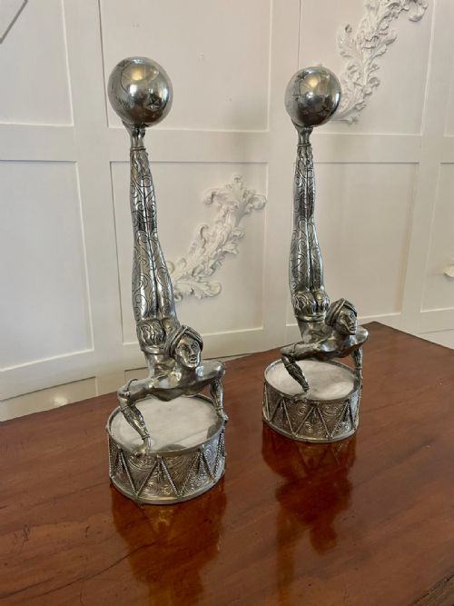 UNUSUAL PAIR OF ANTIQUE QUALITY ART DECO SILVER PLATED CANDLESTICKS - ADDITIONAL PHOTO 15