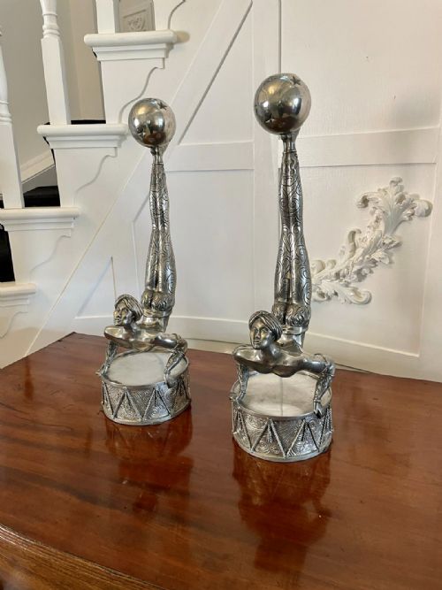 UNUSUAL PAIR OF ANTIQUE QUALITY ART DECO SILVER PLATED CANDLESTICKS - ADDITIONAL PHOTO 17