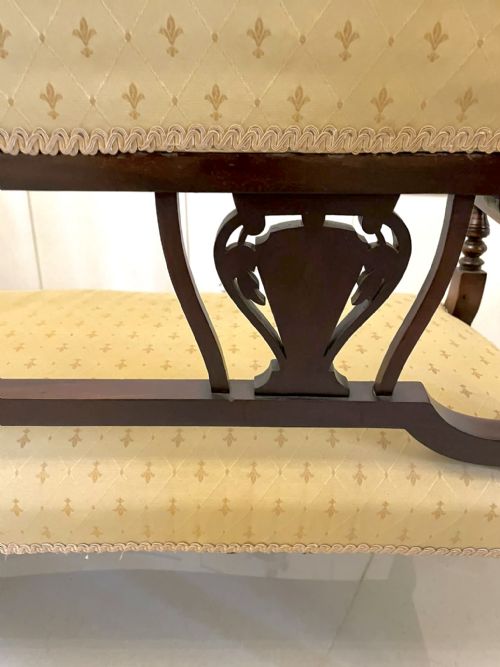 ANTIQUE VICTORIAN QUALITY INLAID MAHOGANY SETTEE - ADDITIONAL PHOTO 2
