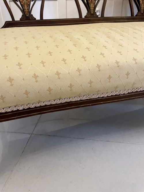 ANTIQUE VICTORIAN QUALITY INLAID MAHOGANY SETTEE - ADDITIONAL PHOTO 3