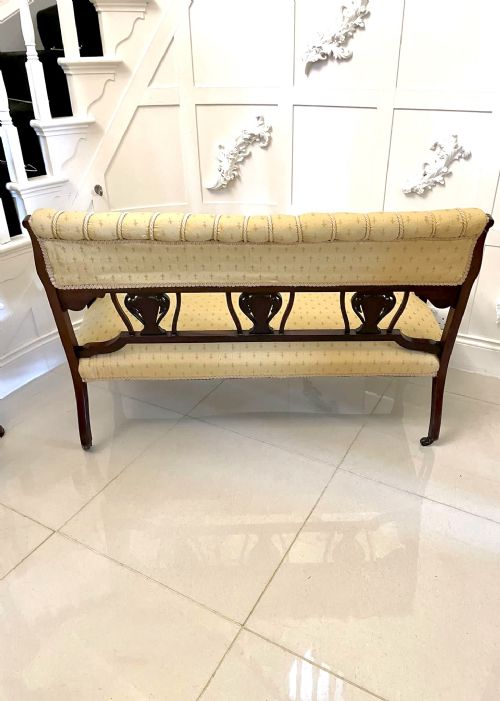 ANTIQUE VICTORIAN QUALITY INLAID MAHOGANY SETTEE - ADDITIONAL PHOTO 4