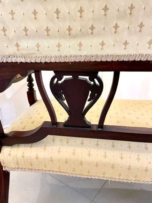 ANTIQUE VICTORIAN QUALITY INLAID MAHOGANY SETTEE - ADDITIONAL PHOTO 6