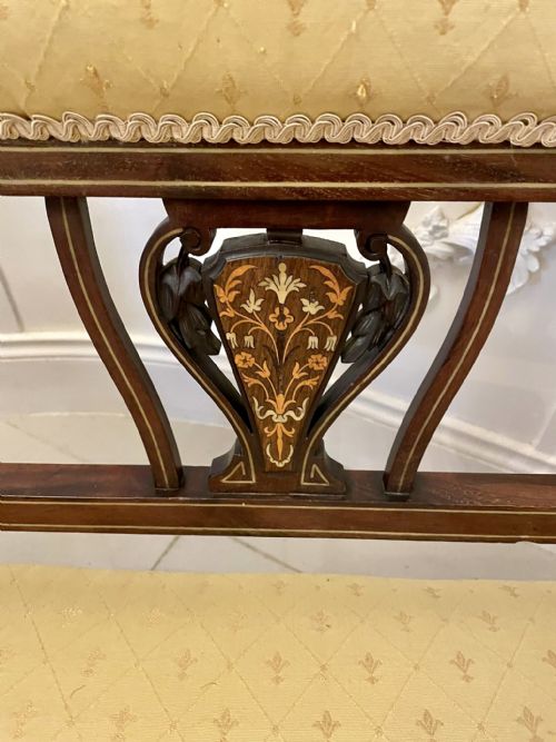 ANTIQUE VICTORIAN QUALITY INLAID MAHOGANY SETTEE - ADDITIONAL PHOTO 7