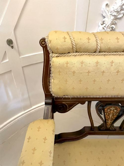 ANTIQUE VICTORIAN QUALITY INLAID MAHOGANY SETTEE - ADDITIONAL PHOTO 12