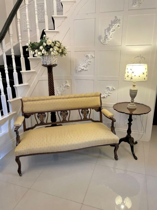 ANTIQUE VICTORIAN QUALITY INLAID MAHOGANY SETTEE - ADDITIONAL PHOTO 13