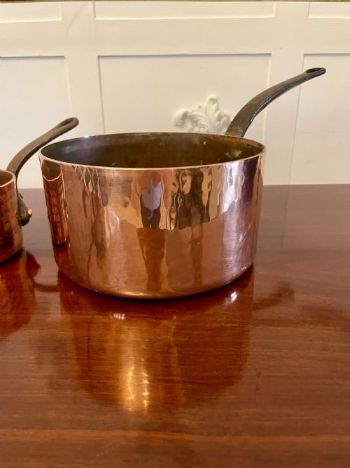 THREE ANTIQUE VICTORIAN COPPER PANS - ADDITIONAL PHOTO 10