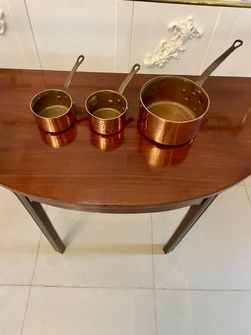 THREE ANTIQUE VICTORIAN COPPER PANS - ADDITIONAL PHOTO 11