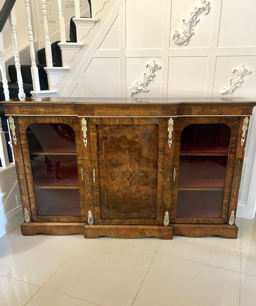 Fine Quality 19th Century Antique Victorian Burr Walnut Inlaid Credenza/sideboard