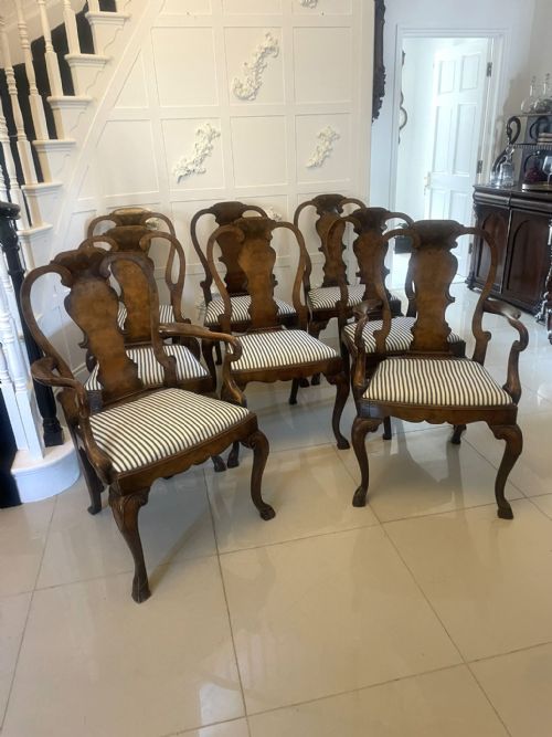 fig 1. Outstanding Quality Set of 8 Antique Victorian Burr Walnut Dining Chairs