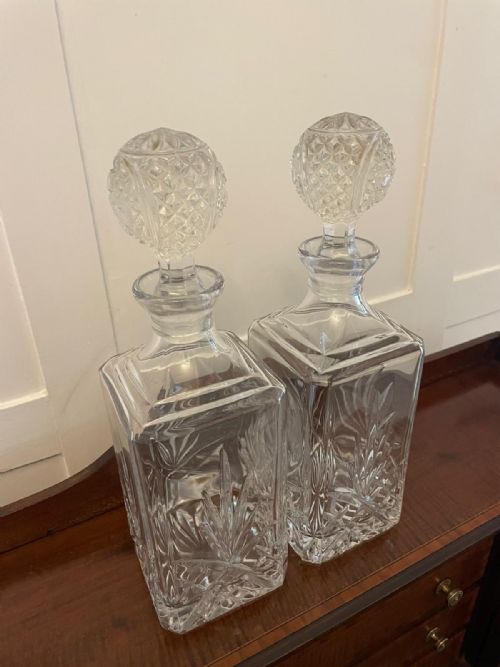 PAIR OF ANTIQUE EDWARDIAN QUALITY CUT GLASS DECANTERS - ADDITIONAL PHOTO 3