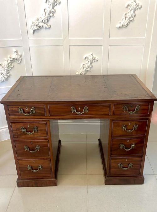 Antique Victorian Quality Mahogany Free Standing Kneehole Desk 