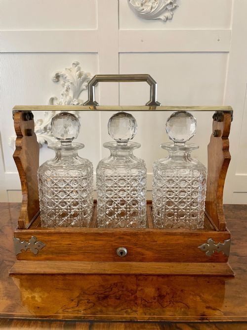 Antique Victorian Quality Oak Tantalus by Mappin & Webb