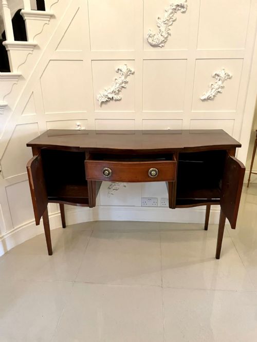 QUALITY ANTIQUE EDWARDIAN INLAID MAHOGANY SERPENTINE SHAPED SIDEBOARD - ADDITIONAL PHOTO 4