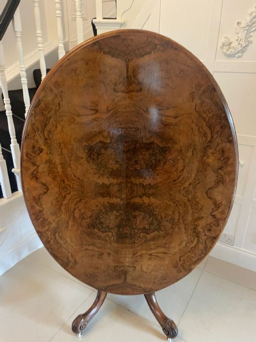 Fine Antique 19th Century Victorian Burr Walnut Oval Centre/dining Table