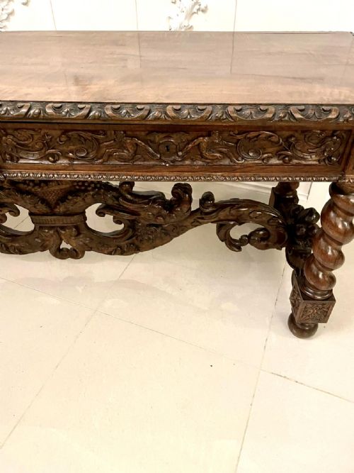 fig 1. Magnificent Exhibition Quality Victorian Italian Profusely Carved Solid Figured Walnut Serving/Console Table