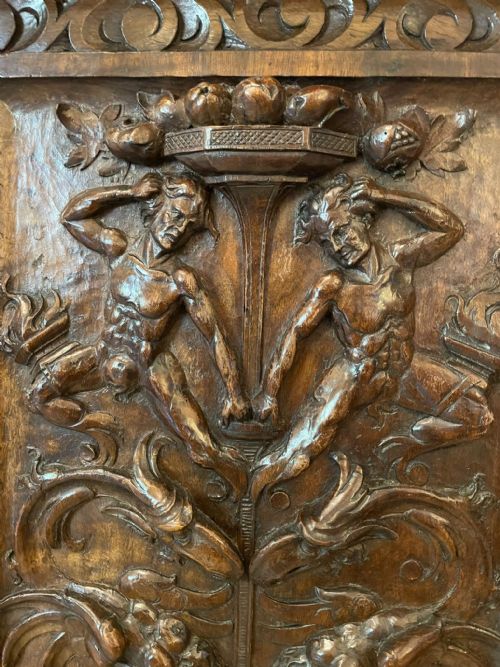 fig 1. Magnificent Exhibition Quality Antique Victorian Italian Profusely Carved Solid Walnut Pair of Side Cupboards